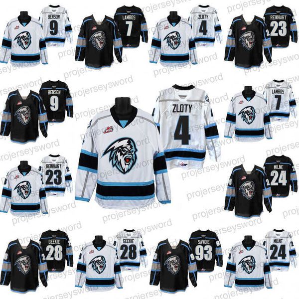 WHL Jersey de hóquei no gelo 4 Benjamin Zloty 7 Carson Lambos 9 Zachary Benson 23 Sam Reinhart 24 Michael Milne 28 Conor Geekie 93 Matthew