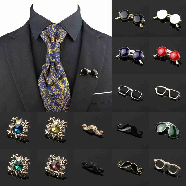 Spille Spille Fashion Gentleman For Men Suit Camicia Colletto Pin Smalto Occhiali Barba Crystal Cross Retro Accessori per feste di nozze L221024