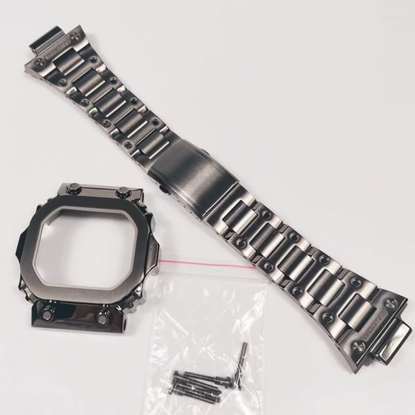 Pulseiras de relógio GX56 pulseiras de relógio cinza e moldura para GX56BB GXW-56 alça de metal estilo profissional moldura com ferramentas aço inoxidável 316