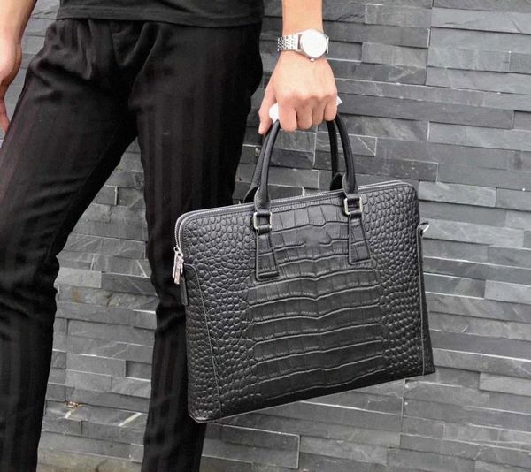 Klassische M￤nner Schulter Aktentasche Black Bag Leder Designer Nylon Handtasche Business Herren Laptop Messenger -Taschen