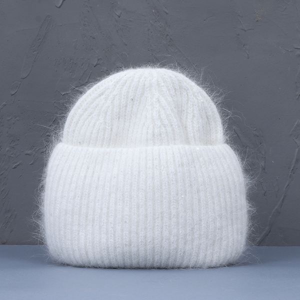 Beanieskull Caps Sonbahar Kış Tavşan Saç Şapkası Sıcak Beanies S Sıradan Kadın Katı Yetişkin Kaşmir Örme Beanie Parlak Tel 221024