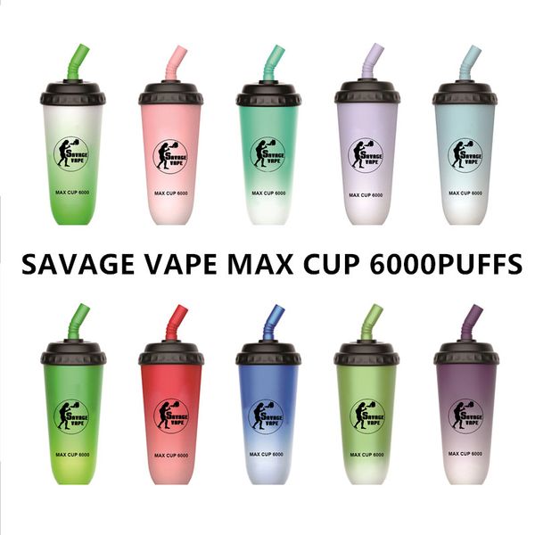 savage vape puff 7k 12k 15k descartável Vape Pen max cup 6000 Puffs 16ml com 600mah bateria recarregável bobina de malha 5% PUFF vapes desechables descartáveis pod