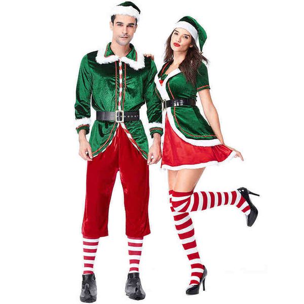 Stage usar roupas de natal homens adultos mulheres performance de cosplay vêm longsleeve casal vem santaclaus festivalsparty t220901