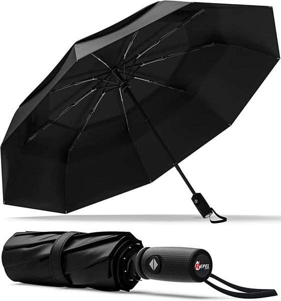 Regenschirm abstoßen, windabweisend, automatischer Regenschirm, klein – kompakt, stabiler Stahlschaft, Mini-Klappfunktion