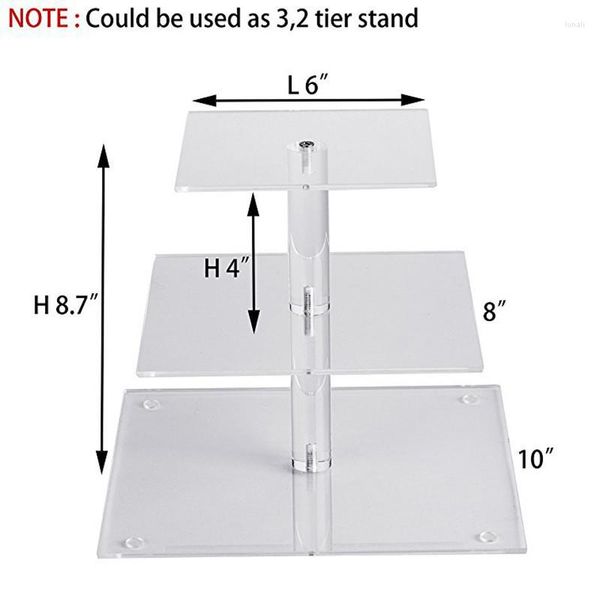 Backware -Werkzeuge 5 Layers Rack Kuchenständer transparent Display Acrylhochzeit Dessert Einfache Installation von Square Base Supplies Home Holder Party