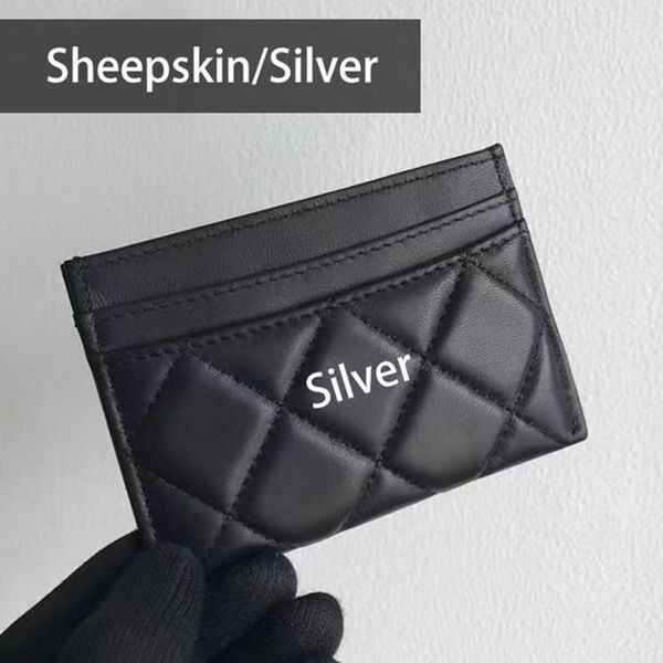 Clássico Caviar C Titular do Cartão Womens Designer Preto Real Couro Mini Carteira Mans Sheepskin Coin Purse Crédito ID Cartões Titulares Bolsa Presente Atacado