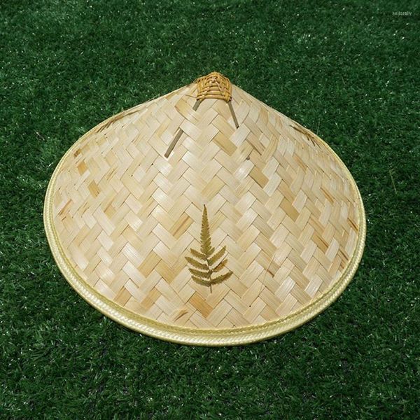 Berretti Cinese Retro Bamboo Rattan Cappello da pescatore Tessuto fatto a mano Secchio di paglia Turismo Rain Dance Puntelli Cono Pesca Parasole