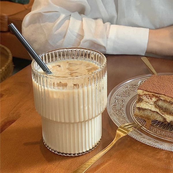 Tazze da caffè tazza di caffè in vetro in stile nordico grazioso acqua per acqua latte latte tazza succo di succo di frutta di succo di succo da cucina accessori per la casa y2210