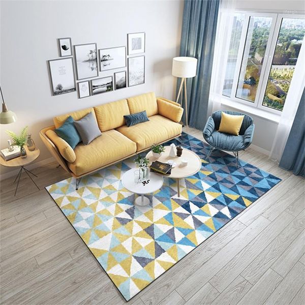 Tappeti Moda Stile nordico Ombreggiatura Blu Giallo Triangoli astratti Stampa Zerbino / Tappetino da cucina Soggiorno Camera da letto Salotto Tappeto Tappeto