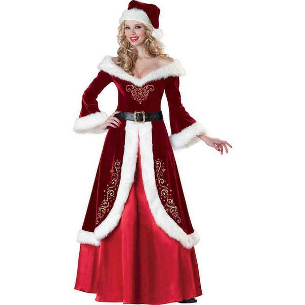 Wear Deluxe Donne Deluxe Adult Christmas Come Cosplay Babbo Natale uniforme vestito fantasia per Babbo Natale abito di Natale sexy per Lady T220901