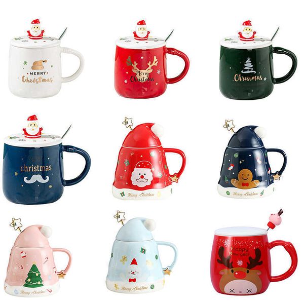 Tassen 1 stücke Weihnachten Nette Cartoon Keramik Kaffee Tee Getränke Dessert Frühstück Milch Saft Tasse Neue Jahr Party Drink Geschenke y2210