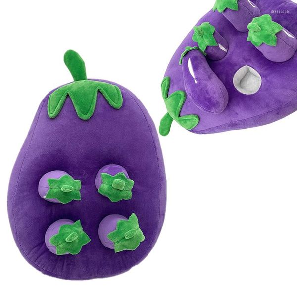 Cuscino 1pcs 4/6 fori carino allevamento di melanzane bambola viola simulazione divano bambini divertente giocattolo di apprendimento / regali per studenti