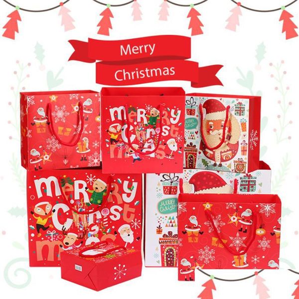 Geschenkpapier Frohe Weihnachten Geschenk Papiertüten Weihnachtsverpackung Tasche Schneeflocke Pralinenschachtel Neujahr Kinder Geschenke Wrap Dekorationen FY4761 Drop Deli Dhokd