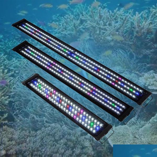 Akvaryumlar Aydınlatma 30/40/60cm LED Akvaryum Işıkları En kaliteli balık tankı ışık lambası uzatılabilir parantez ile LED'ler Dekorasyona Uyuyor DHQWN