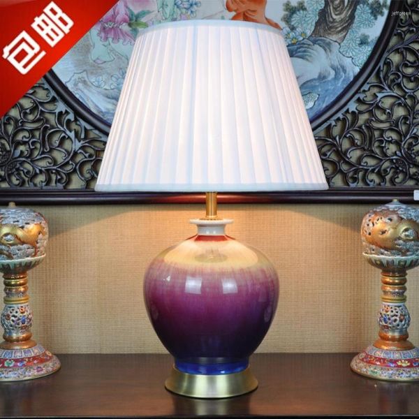 Lámparas de mesa Lámpara de cerámica de porcelana china vintage Dormitorio Sala de estar Boda Jingdezhen Escritorio clásico