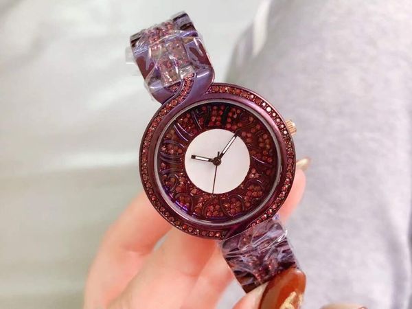 Full Purple Diamond Quartz Watch Women Geom￩trico N￺mero de pulso Skiny Sky Star Dial Charms Ratches feminino A￧o inoxid￡vel Rel￳gio de tira 33mm