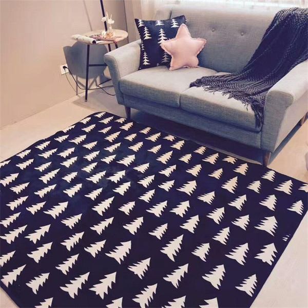 Tappeti Moda Moderna Nero Bianco Geometrico Stile nordico Alberi Stampa Zerbino / Tappetino da cucina Soggiorno Camera da letto Parlor Area Rug Tappeto