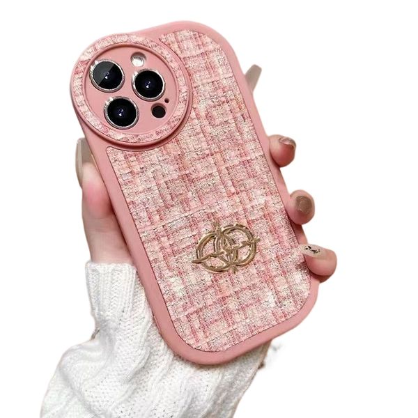 Handyhüllen Luxus-Handyhüllen für iPhone 15 14 Pro Max Plus 13 12 XS XR Designer Rosa Lila Wolle Stricken Phonecase Stoßfeste Silikonhülle Abdeckung Neu 9LK9