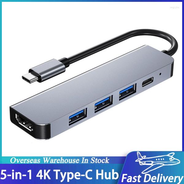 5-em 1 Tipo C Hub 4K Conversor multifuncional Aluminato Shell USB3.0 USB2.0 HD PD PDS Compatibilidade de largura USB