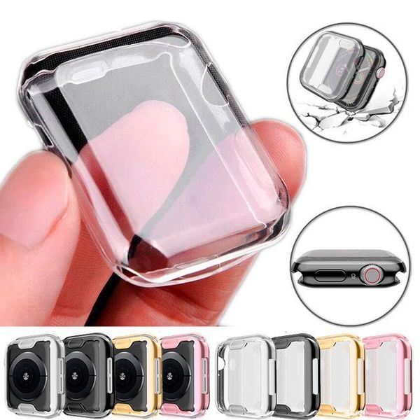 Eletroplato colorido 360 cobertura completa TPU Case para Apple Watch Series 8 1 2 3 4 5 6 7 SE