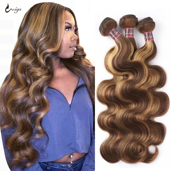 Hair Bulks Highlight Body Wave Human Bundles P427 Honey Blonde Ombre 10A Brasilianische Webart Uwigs 221024