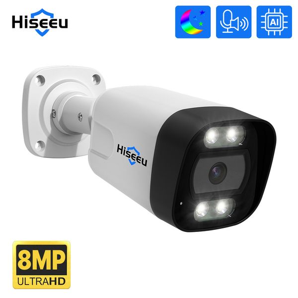 Dome-Kameras Hiseeu 4K 8MP 5MP POE IP-Kamera Audioaufzeichnung CCTV-Sicherheitsüberwachungskamera Wasserdicht IP66 Outdoor Home Video H.265 221025