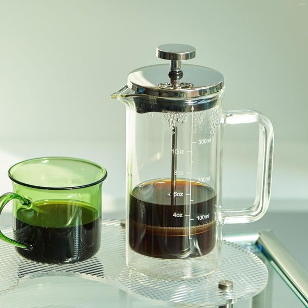 Caffettiere a doppio strato pressa francese pentola per pressione a mano filtro alto borosilicato in vetro refisso di tè resistente al calore