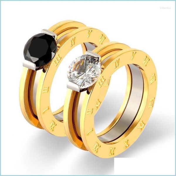 Fedi nuziali Fedi nuziali Il design classico di alta qualità può essere suddiviso in due donne in acciaio inossidabile Amanti dei cristalli Marchi Jewelr Dh0Rr