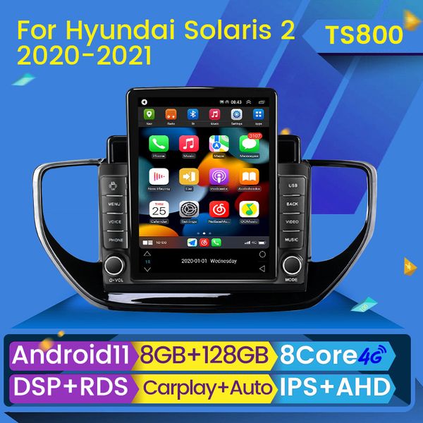 DVD de carro DVD Player CarPlay Android 11 para Hyundai Solaris Accent 2 II 2020 - 2021 Multimídia Estéreo Rádio GPS