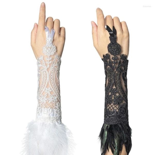 Knieschützer Frauen Tanzarm Ärmel Mode Braut Schmuck Abdeckung weibliche Feder Armband Kostüm Hochzeit Handgelenk Manschette Party Cosplay Requisiten