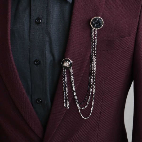 Pins Broschen Neue Mode MÄNNER Männlich Koreanische Britische Anzug Zubehör Kette Quaste Brosche Kopfschmuck Weibliche Schmuck Geschenk L221024