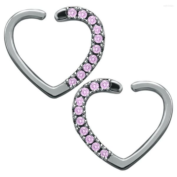 Schienali Orecchini Cuore Clip di cristallo Piercing all'orecchio per le donne Ragazze Clip Gioielli Stud Tragus Cartilagine Piercing 16 Gauge