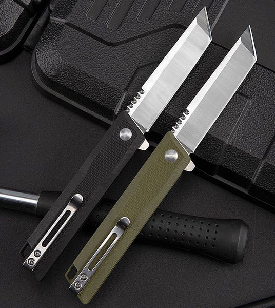 Factoty Preis R1023 Flipper Klappmesser D2 Satin Tanto Point Klinge G10 Griff Kugellager Schnell Öffnen EDC Ordner Messer Outdoor Werkzeuge