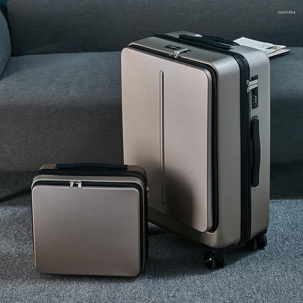 Malas de viagem 20/24 polegadas bagagem de rolamento com saco de laptop caso de mala de viagem de negócios homens carrinho de roda universal pc box276x
