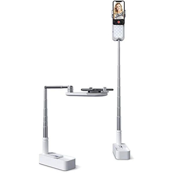 Staffe estensibili per flash selfie Stand Rotazione a 360 ° con supporto per telefono Ricaricabile Wireless Pieghevole 7 Luminosità LED per streaming live/Tiktok