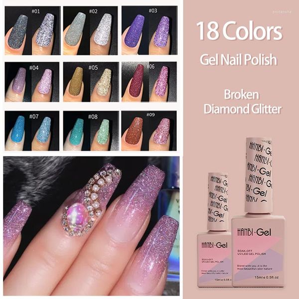 Smalto per unghie 18 colori Glitter Gel riflettente Diamante spezzato Bungee luminoso Semipermanente Vernici ibride Colla artistica per manicure