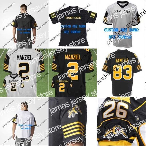 Maglie da calcio n. 2 Johnny Manziel Hamilton Tiger Cats Custom Jersey 2018 New Style Mens Womens Youth 100% Camions Camions Stitched Mage Bianco nero