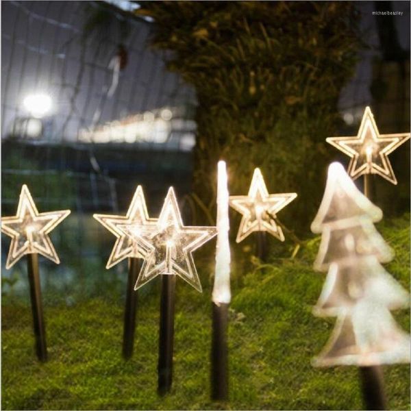 Strings estrela neve árvore de natal forma de lâmpada noturna de bateria impermeabilizada férias brancas aquecidas para decoração de jardim