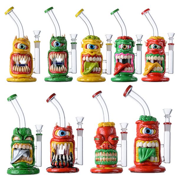 Atacades baratos estilo halloween bongs de vidro de 9 polegadas pequenos narguilos