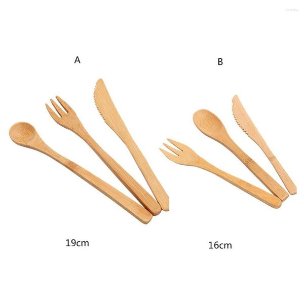 Set di posate Promozione Legno ecologico in stile giapponese Set di posate in legno di bambù Taglierina forchetta Utensile da cucina riutilizzabile 100 set