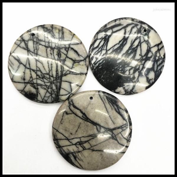 Подвесные ожерелья 3pcs Natural Black Network Stone Pendants Полу драгоценные ювелирные изделия.