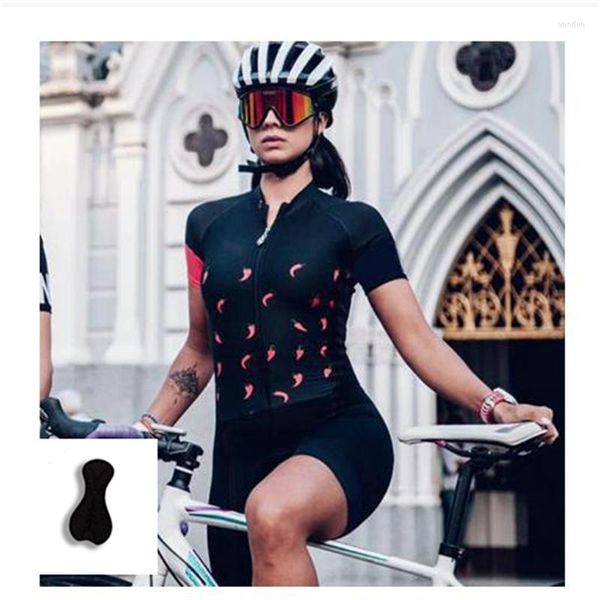 Set di corse 2022 Shorts di moda Ciclismo per ciclismo stradale Maglie trasparente Abbigliamento comodo per la tuta a triathlon da donna