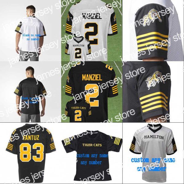 Kolej futbolu yeni stil 2 Johnny Manziel Hamilton Tiger Cats Jersey Erkek Kadın Gençlik% 100 Dikişli Nakış S futbol Formaları