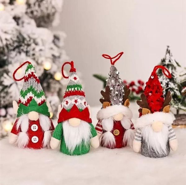 Decoração de Elf de Natal Luminous Affless sem rosto boneca com chapéus brilhantes para a árvore Gnome Dolls Festival Acessórios1025