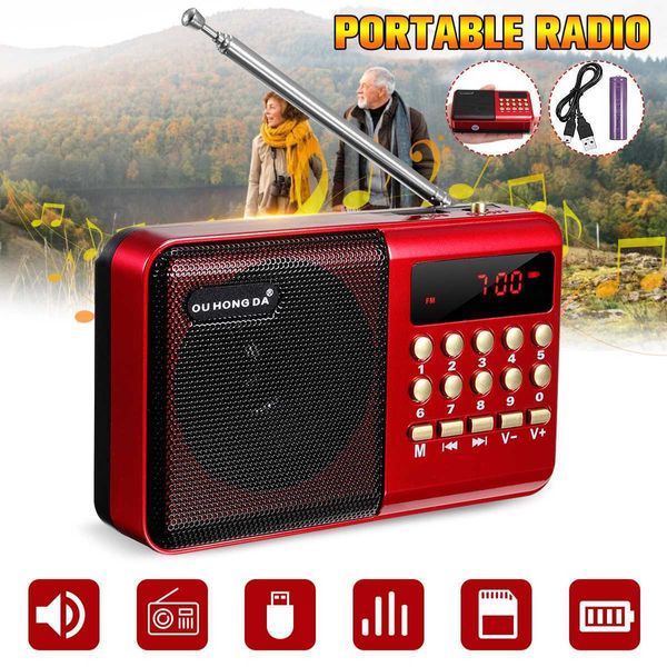 Radio Mini tragbares Radio Handheld Digital FM USB TF MP3-Player Lautsprecher wiederaufladbar 221025