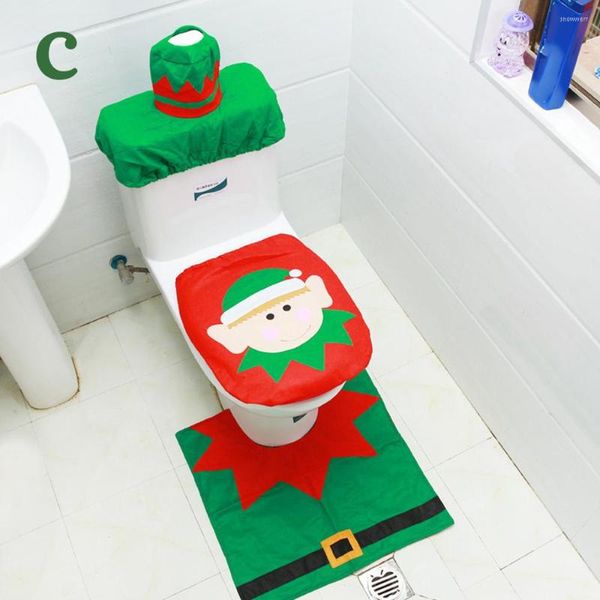 Coprisedili per WC Set di coprisedili per Babbo Natale 3PC Decorazioni natalizie per il bagno di casa Decorazione del prodotto Tappetino antiscivolo