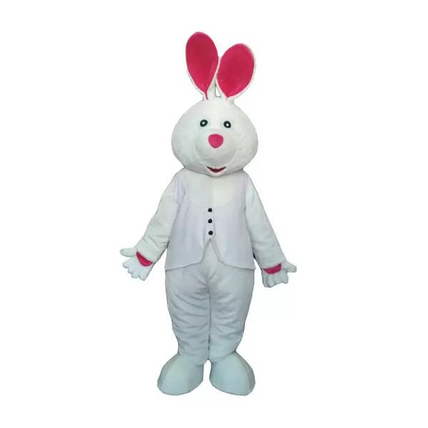 Erwachsenes weißes Kaninchen-Maskottchen-Kostüm-Karnevals-Festival-kommerzielles Werbungs-Partykleid mit Ventilator im Kopf