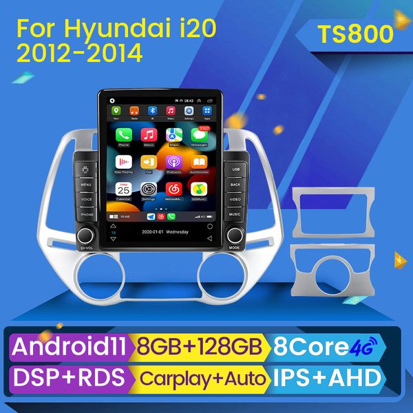 CAR DVD Radio Android 11 Video Multimedia Player CarPlay para Hyundai i20 2012-2014 Manual Autoradio Touch Screen No DVD 2din