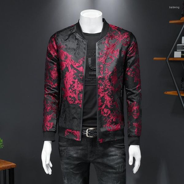 Giacche da uomo Stampa floreale vintage 2022 Autunno modello Paisley Giacca slim fit Cappotto da uomo Bomber Uomo Casual