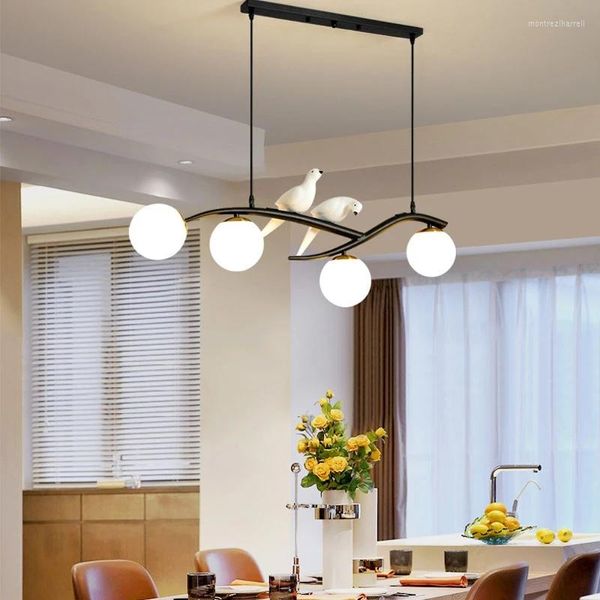 Pendelleuchten Moderne nordische kreative Vogellampe Eisen Deckenleuchten runde Wohnzimmer Bar und Esszimmer dekorative Laternen schwarz